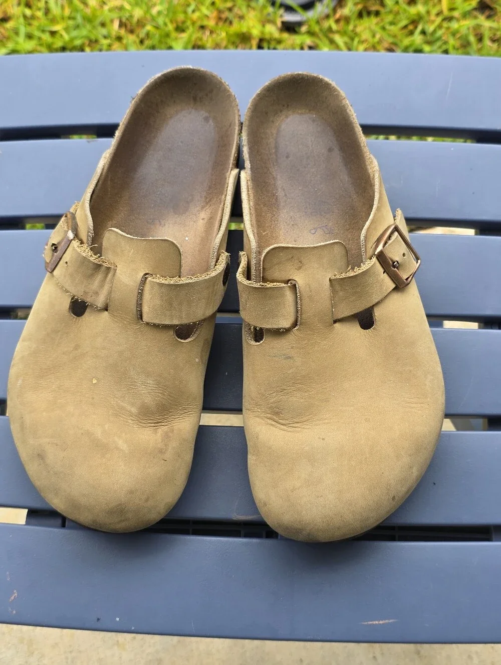 Birkenstock Boston Taupe Leather Clogs Slip On Shoes Unisex EU 42 US Men's 9